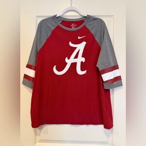 Nike Red Alabama Crew Tee with Gray Trim
